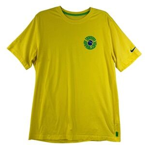 Nike Brasil Graphic Tee Men's L Yellow Jersey Soccer Streetwear Brazil Shirt EUC